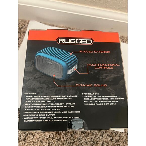 iHip Rugged Wireless Bluetooth Speaker Blue - Picture 2 of 2
